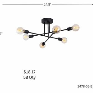 Modern Black Chandelier with Exposed Bulbs